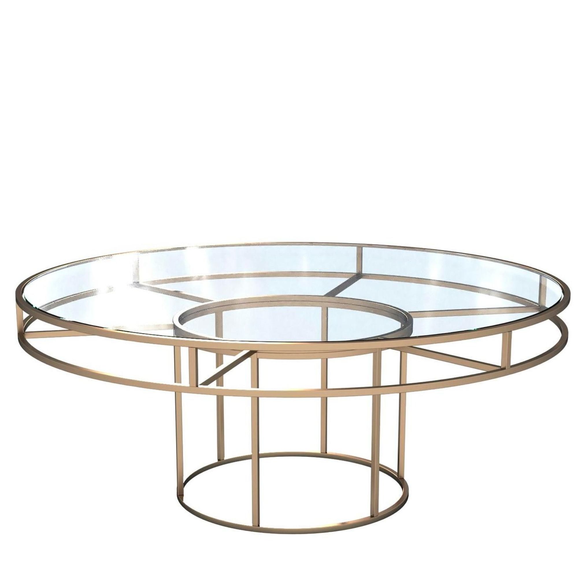 Gold round CORNELL table with clear glasstop