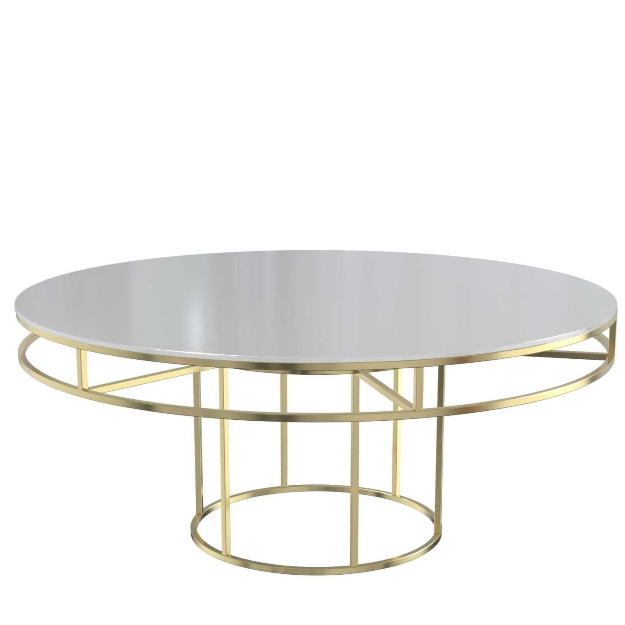 Gold round CORNELL table with mdf white top