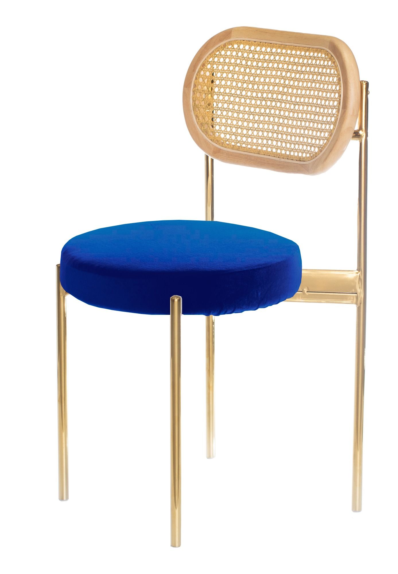 Mix RATTAN TEMPO gold chair with ROYAL BLUE seat #354