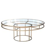 Gold round CORNELL table with clear glasstop