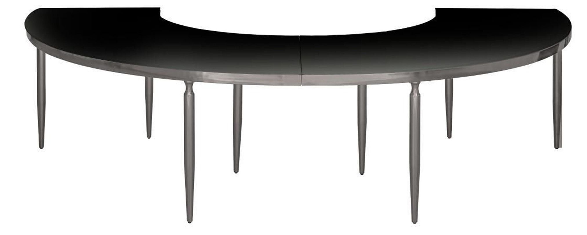 2 sections serpentine table GABLE in SILVER with black GLASS top