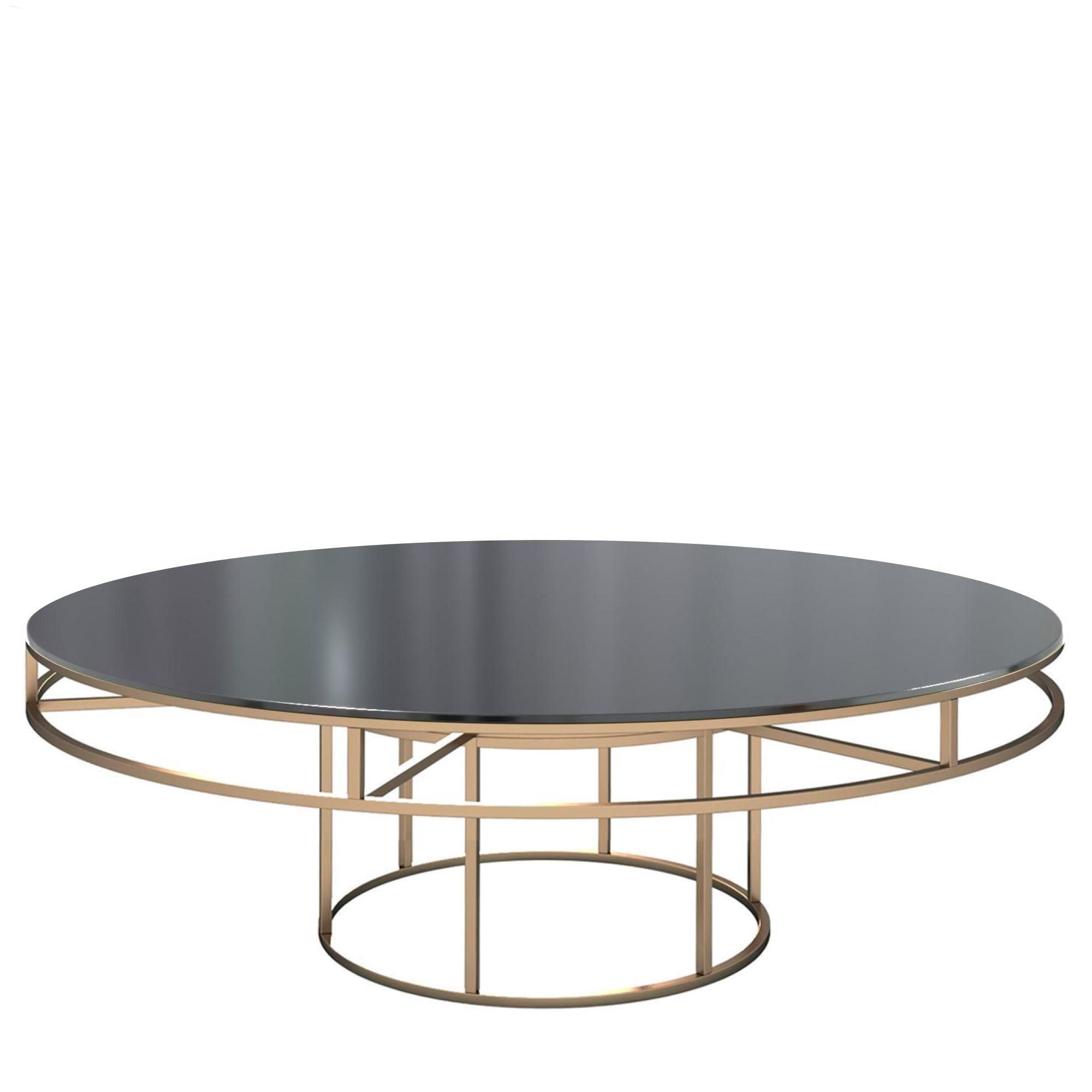 Gold round CORNELL KIDS table with mdf black top