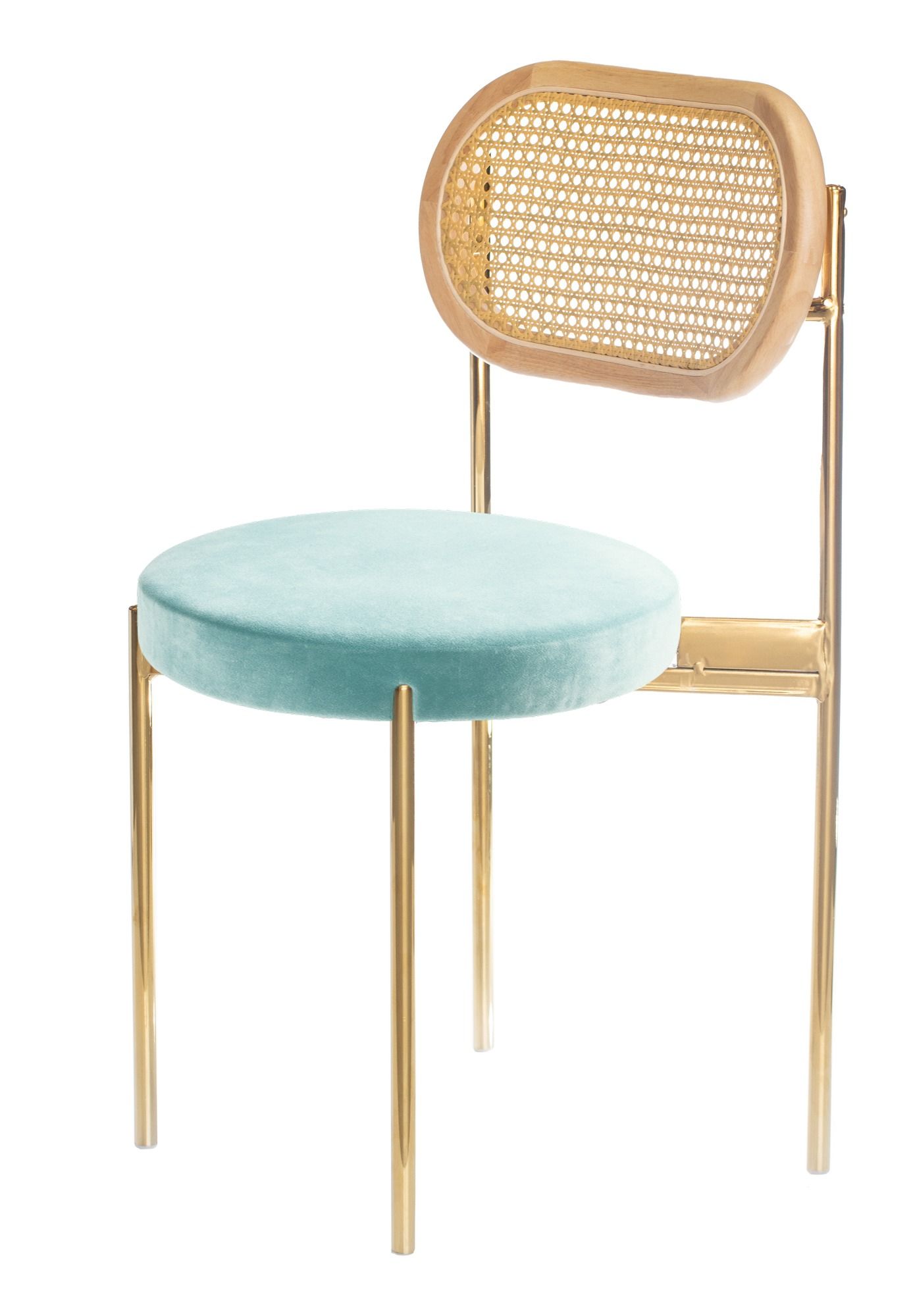 Mix RATTAN TEMPO gold chair with ICE BLUE seat #921