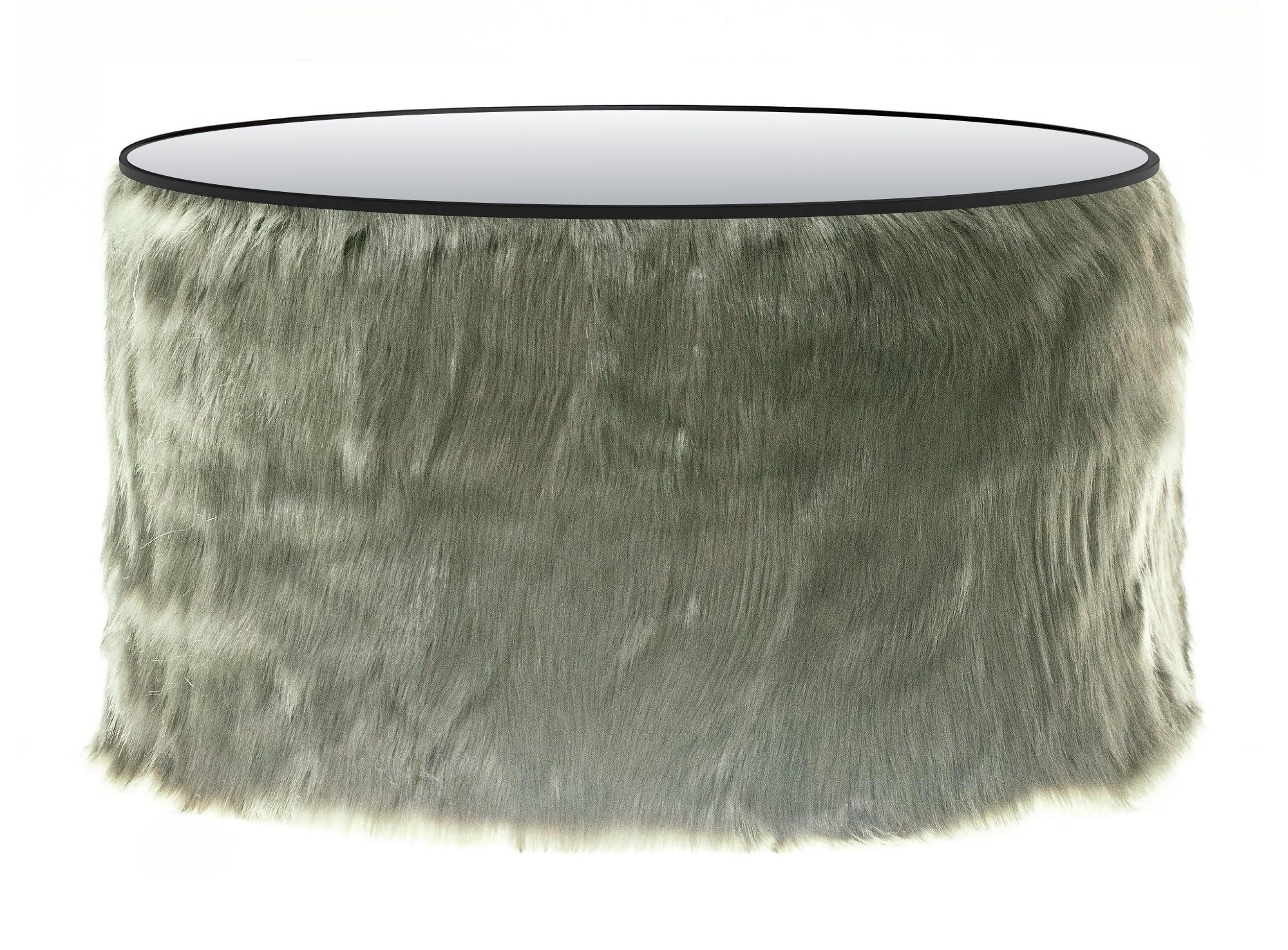 NORMAN FUR TABLE large with mirrored top, green fur #824