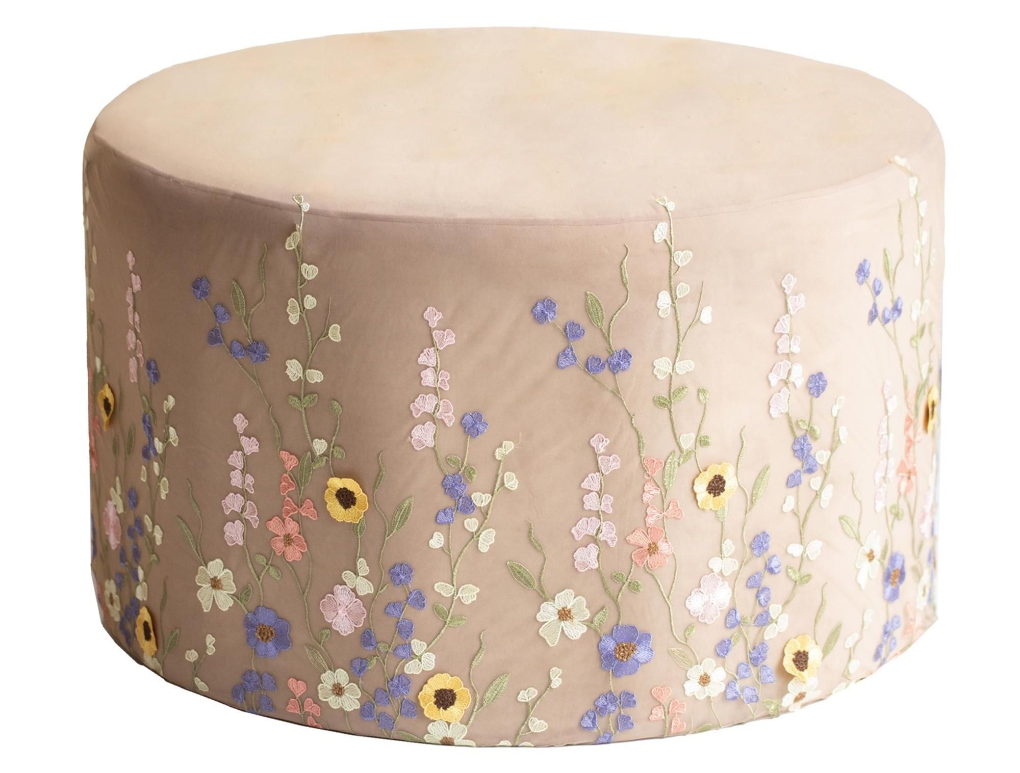 Round SCHOLL pouf – large, embroidery #817