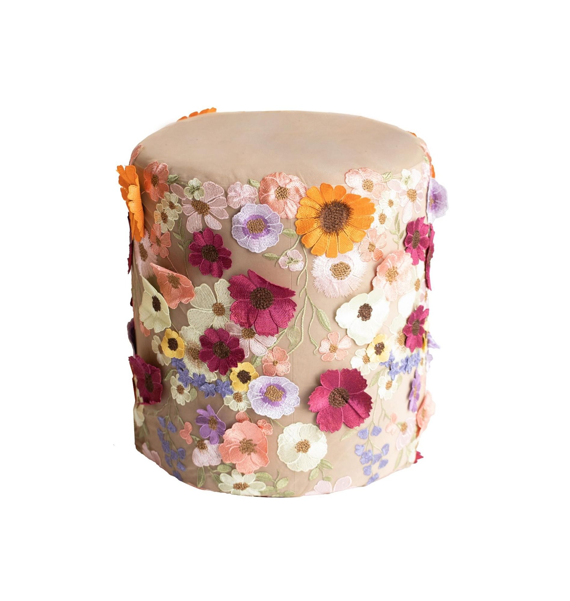 Round SCHOLL pouf – medium, embroidery #817