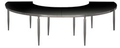2 sections serpentine table GABLE in SILVER with black GLASS top