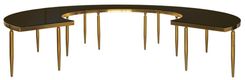 3 sections serpentine table GABLE in GOLD with black GLASS top