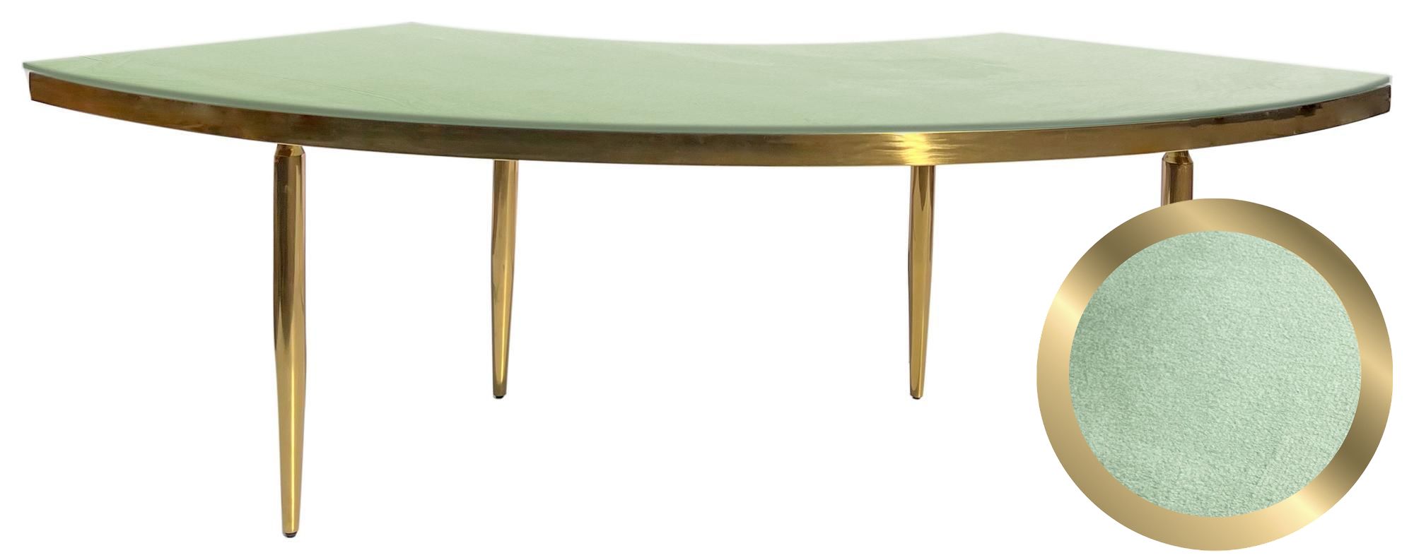 1 section gold GABLE serpentine table with FERN VELVET top #108