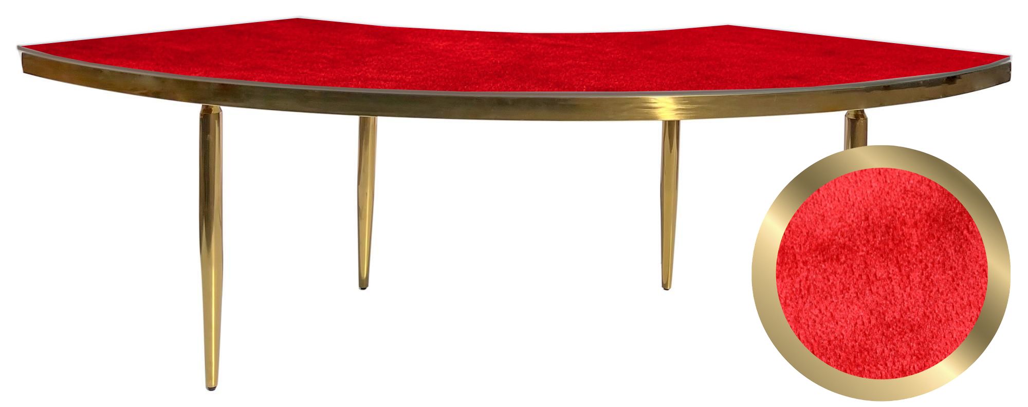 1 section gold GABLE serpentine table with ICE RED VELVET top #318