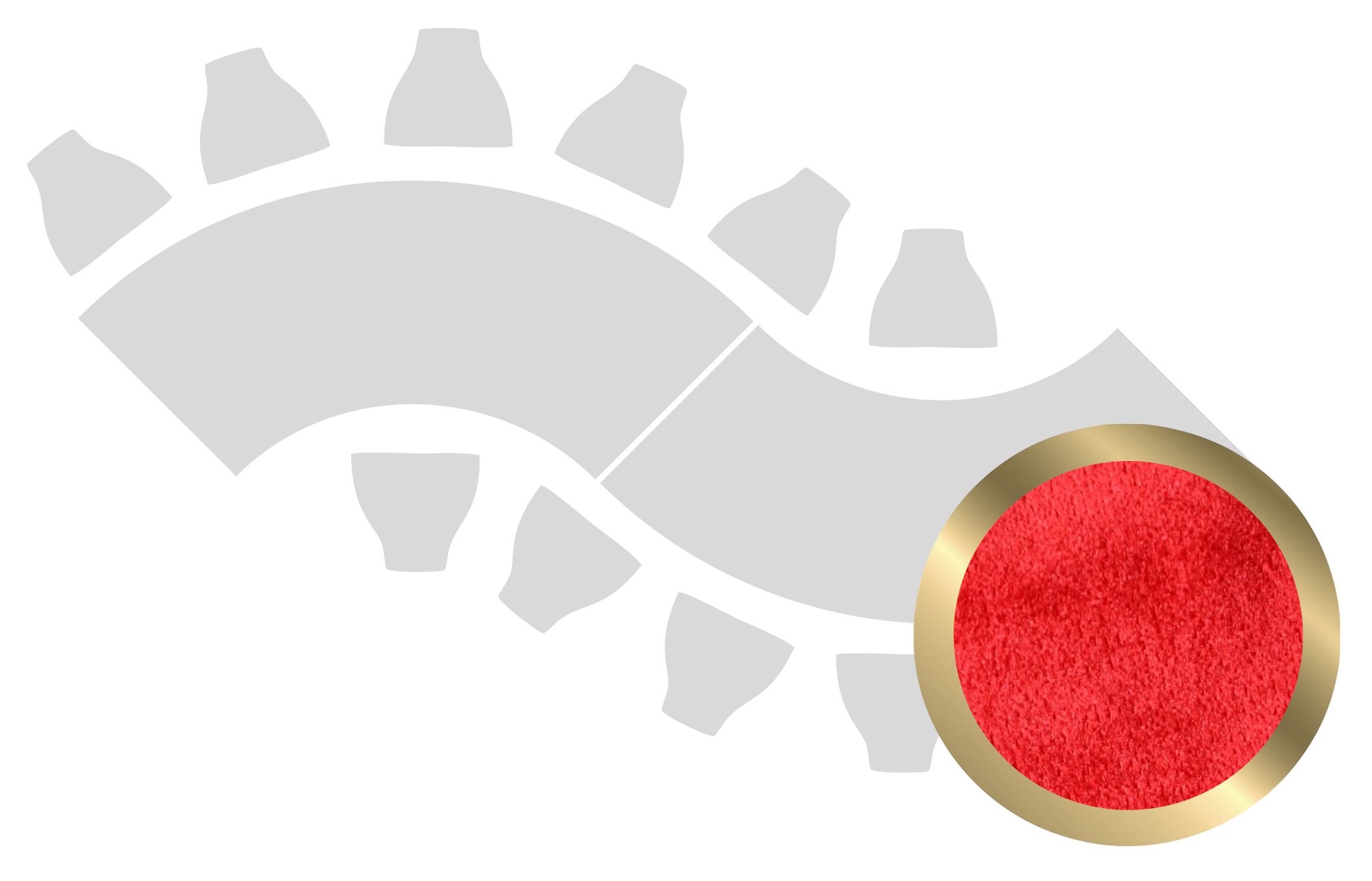 2-section WAVE-SHAPED table set in GOLD with ICE RED VELVET top #318