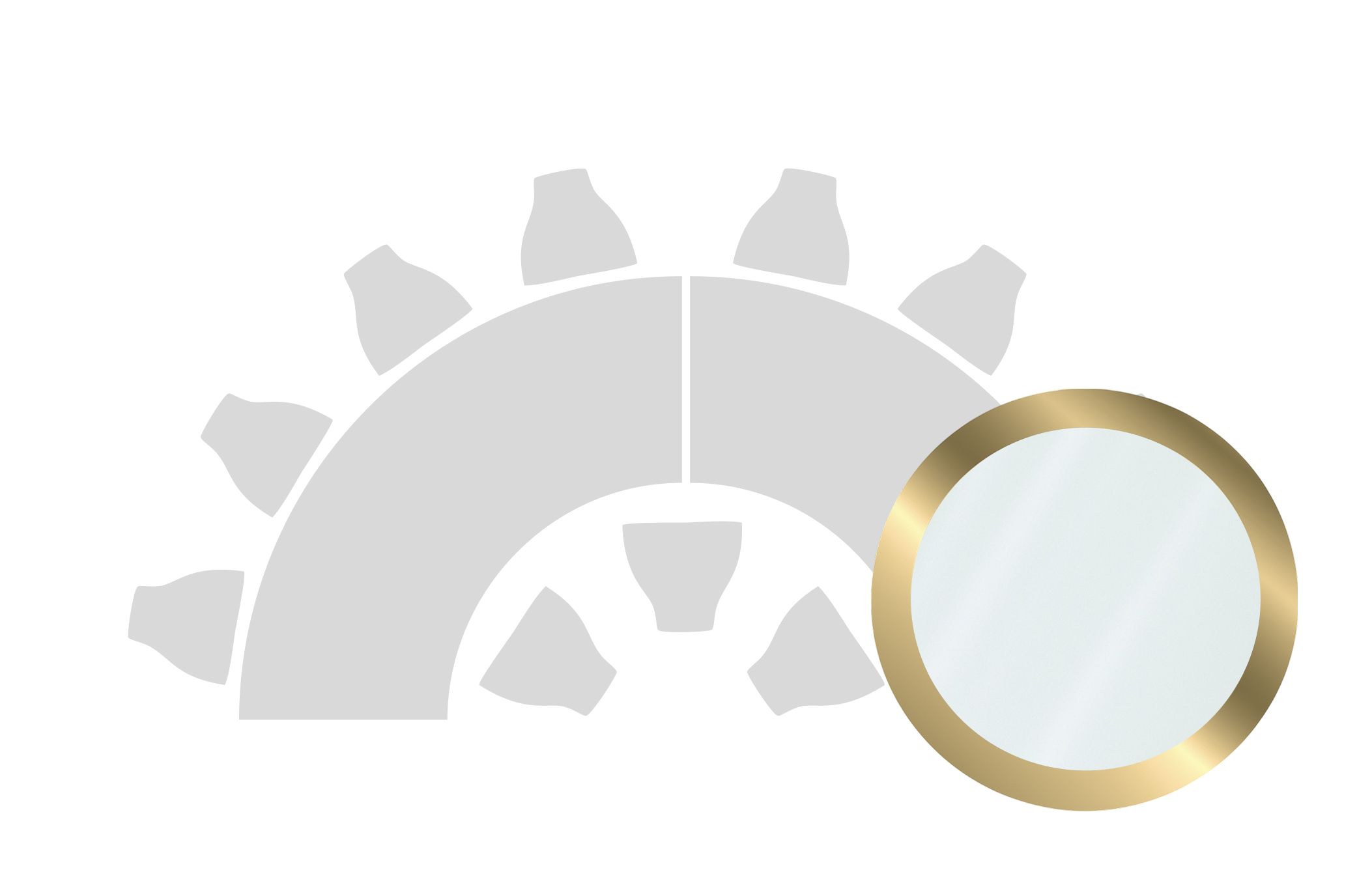 HALFMOON-SHAPED table set in GOLD with white GLASS top