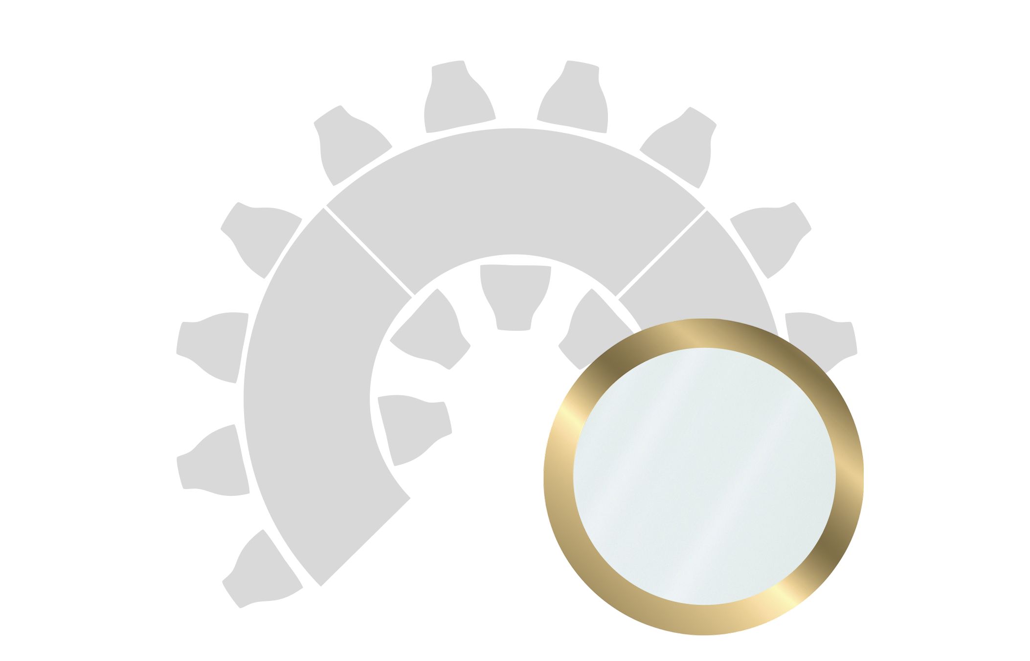 HORSESHOE-SHAPED table set in GOLD with white GLASS top