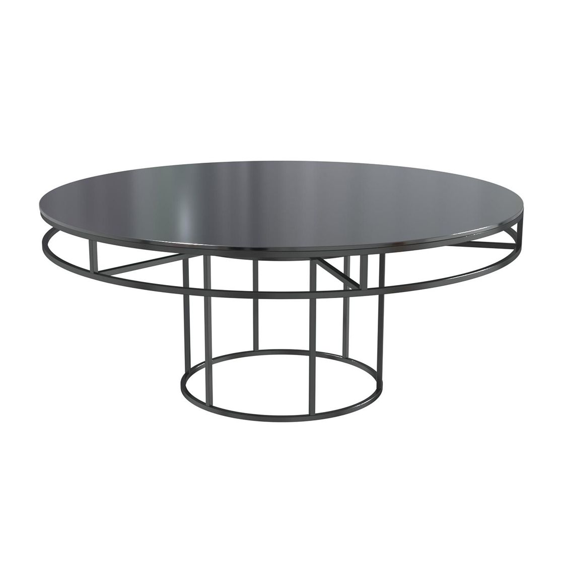 Black round CORNELL table with mdf black top