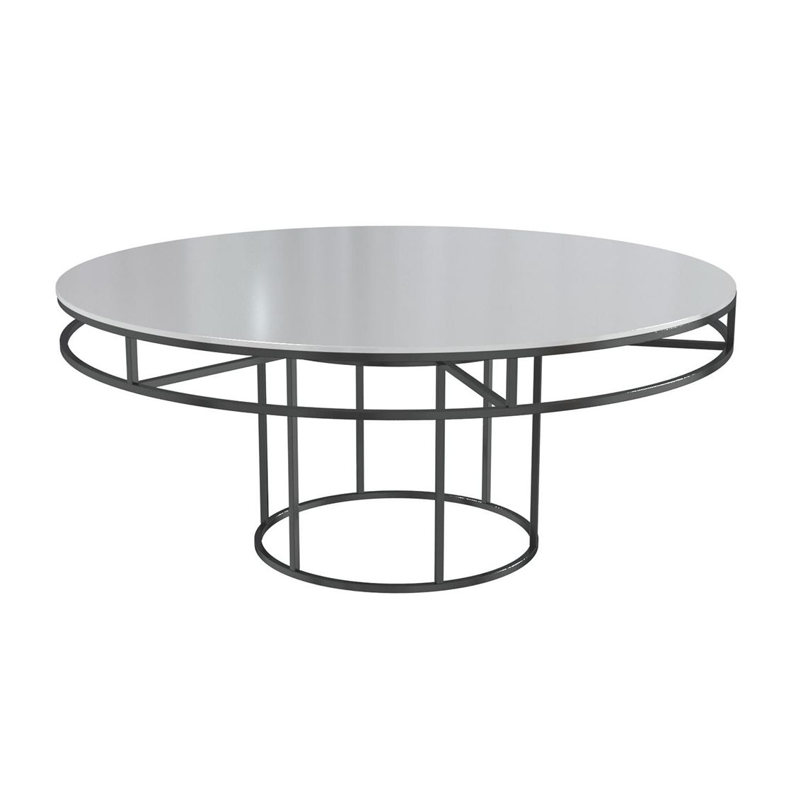 Black round CORNELL table with mdf white top
