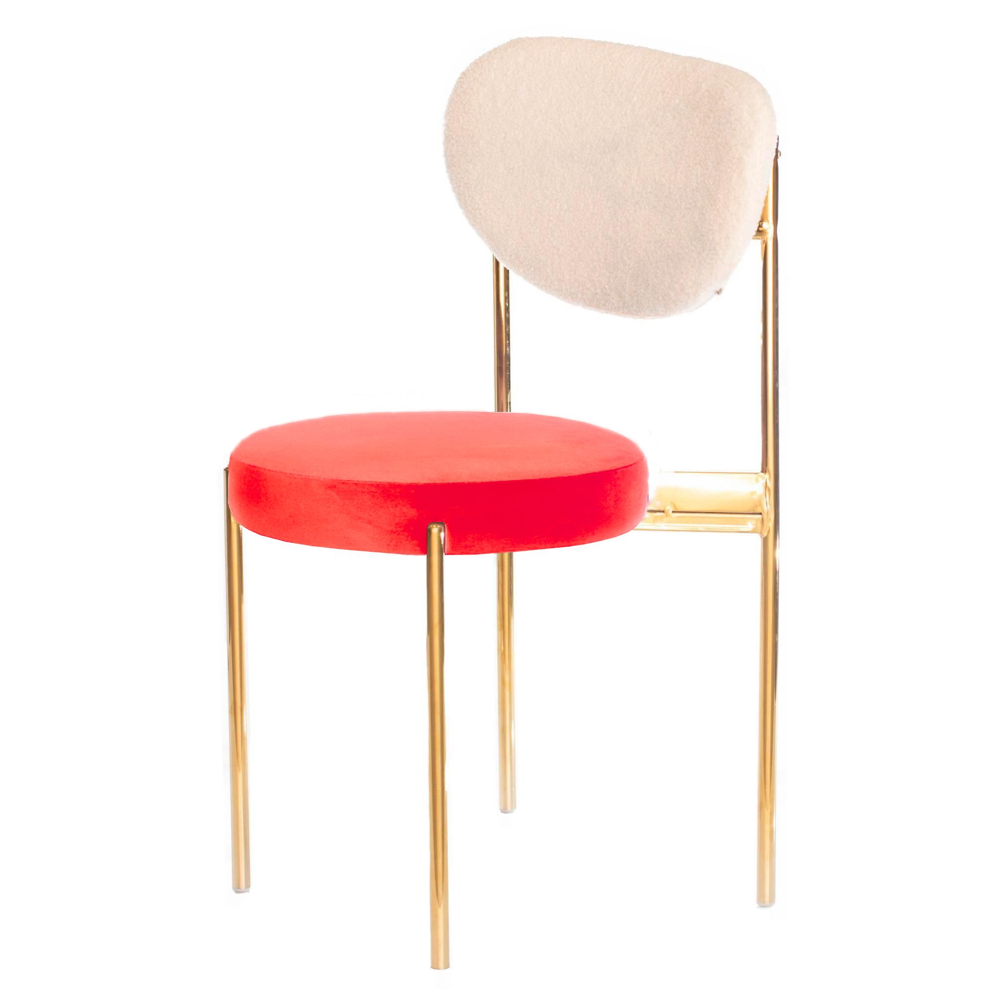 Gold mix TEMPO chair with RED seat #323 and TEDDY back
