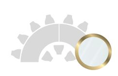 HALFMOON-SHAPED table set in GOLD with white GLASS top