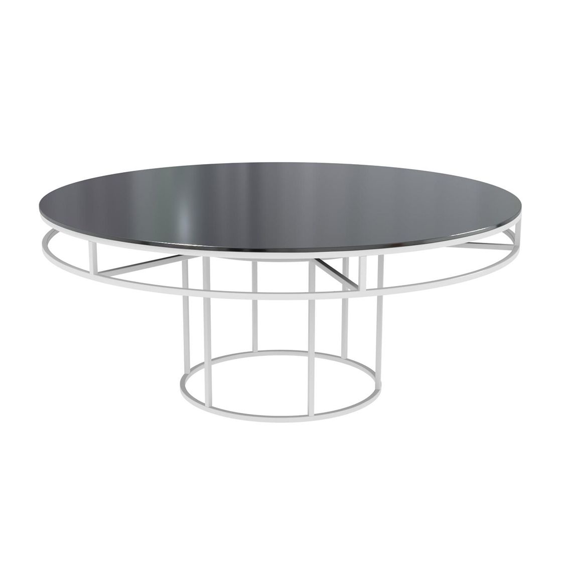 White round CORNELL table with mdf black top