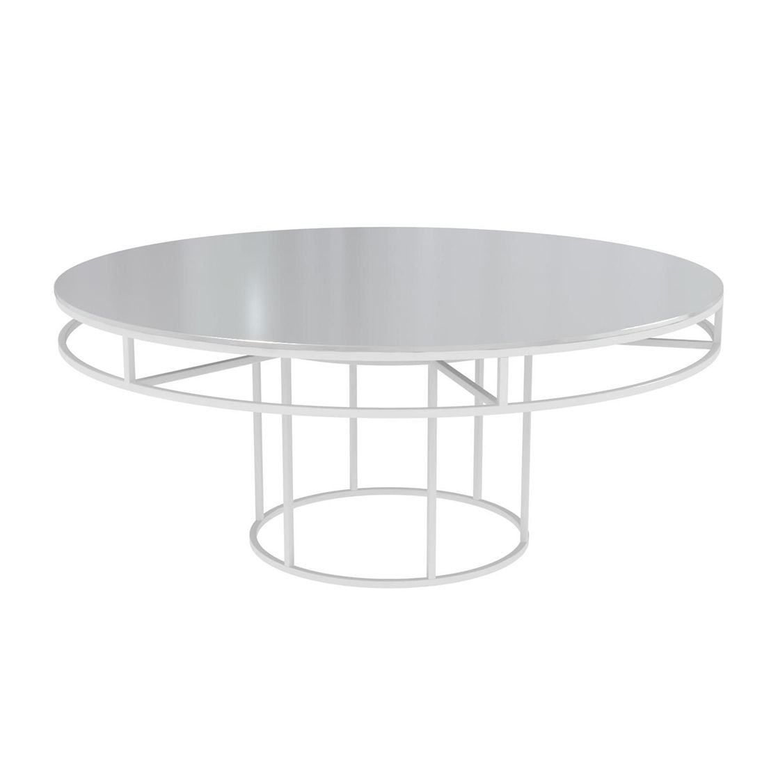 White round CORNELL table with mdf white top