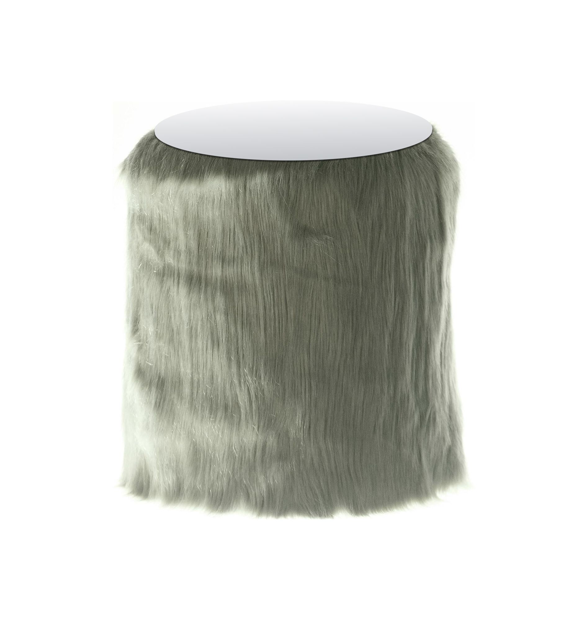 NORMAN FUR TABLE medium with mirrored top, green fur #824