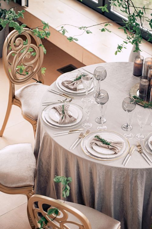 Artist’s Studio Setting — Round Table & Carved Chairs