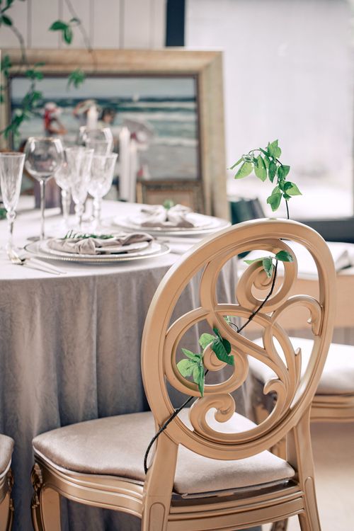 Artist’s Studio Setting — Round Table & Carved Chairs