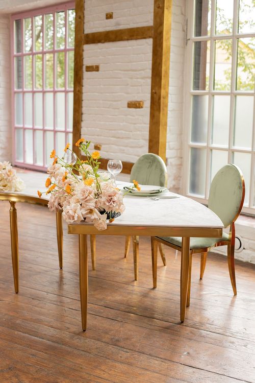 Beige wave table for two