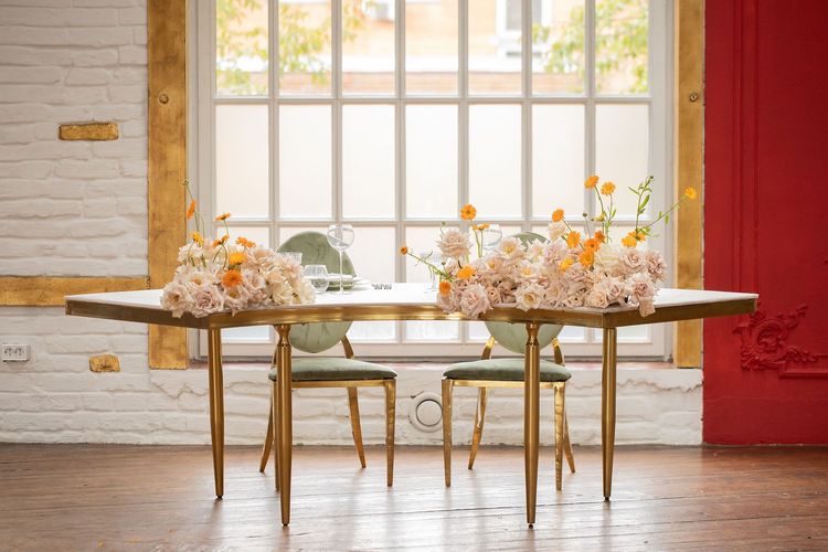 Beige wave table for two