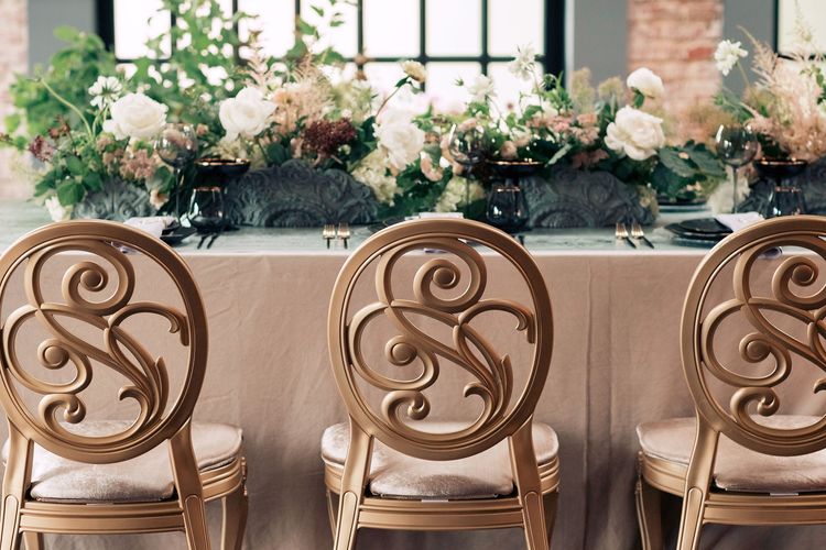 Black-Tie Gala — Rectangular Table, Gold Highlights