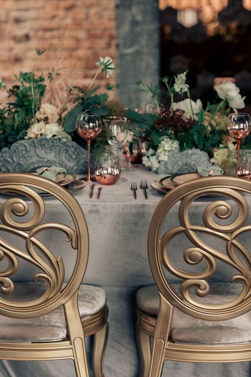 Black-Tie Gala — Rectangular Table, Gold Highlights