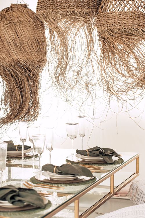 Boho Dinner on Cushions & Poufs — Rectangular Table