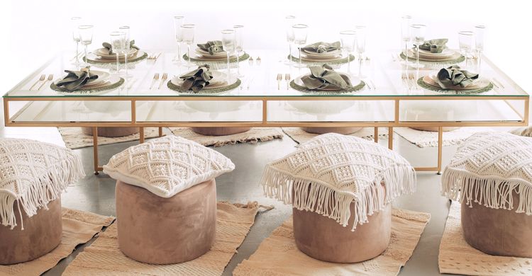 Boho Dinner on Cushions & Poufs — Rectangular Table