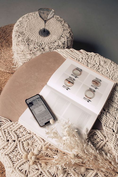 Boho lounge with ottomans