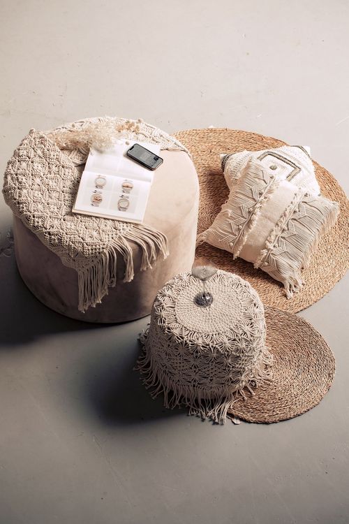 Boho lounge with ottomans