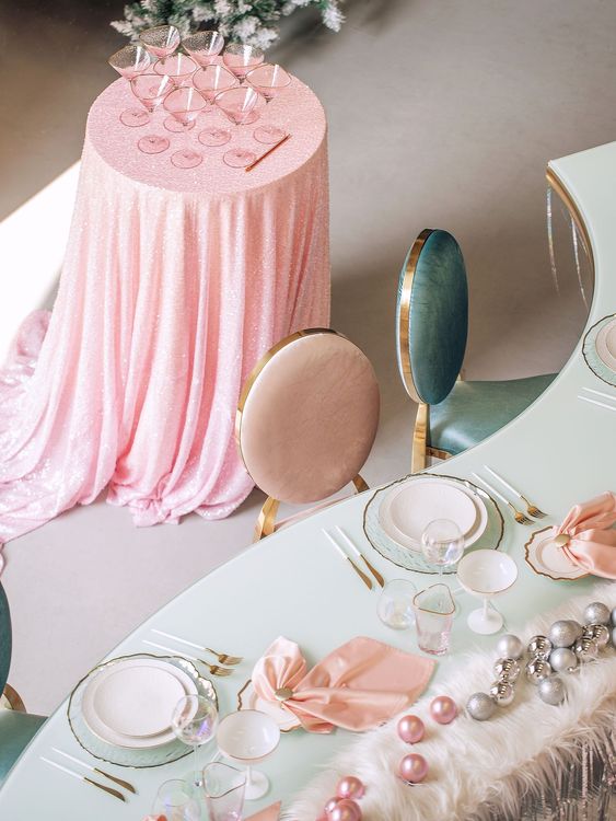 Christmas Caramel Pastels on a Serpentine Table