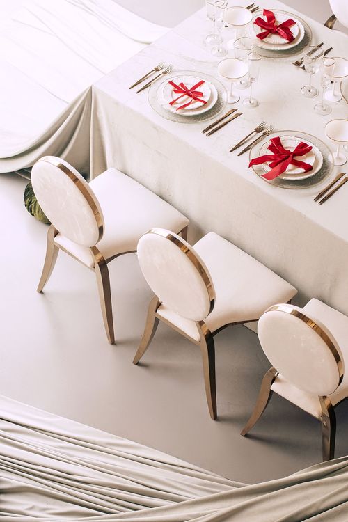 Clean New Year Setting — Drapery, Velvet, Red Bow