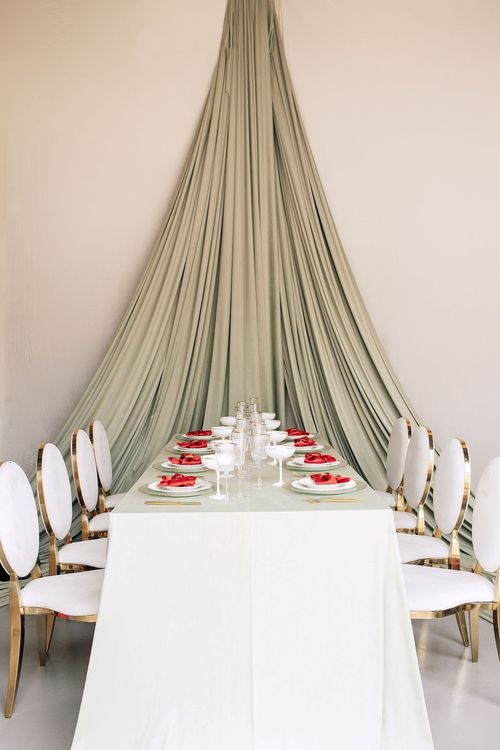 Clean New Year Setting — Drapery, Velvet, Red Bow