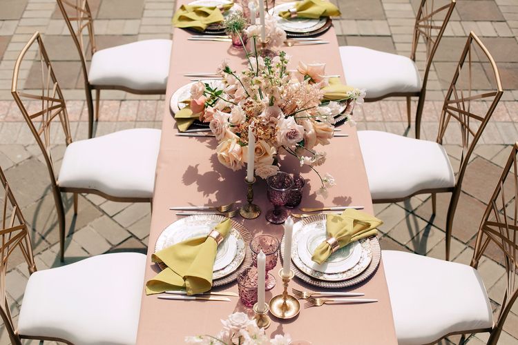 Coffee-Neutral Brunch — Rectangular Garden Setting