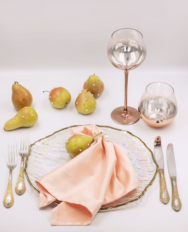 Elegant Satin Table — Pears and Pearls