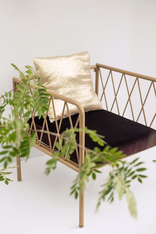 Fern and chocolate lounge setup