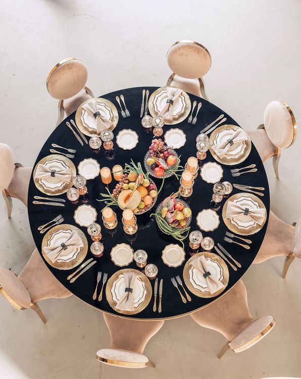 Glass rectangular banquet table setup