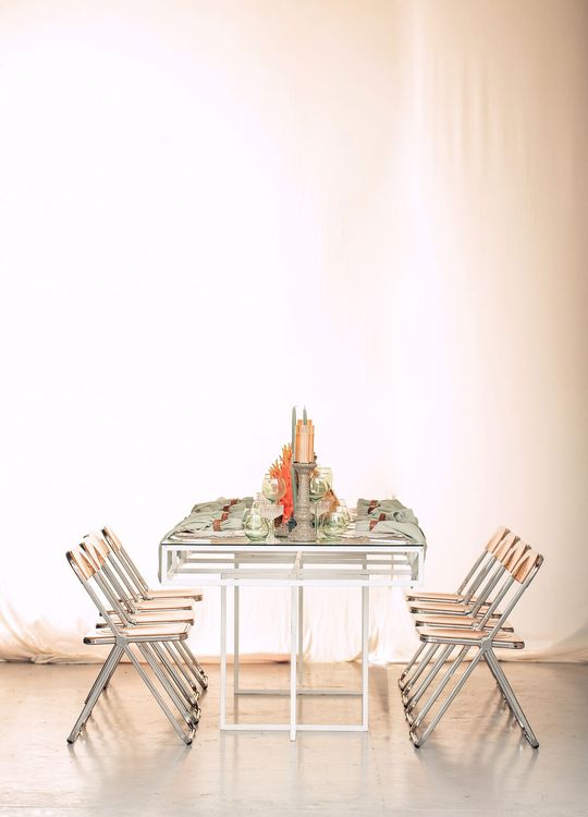 Glass rectangular table amber coral decor