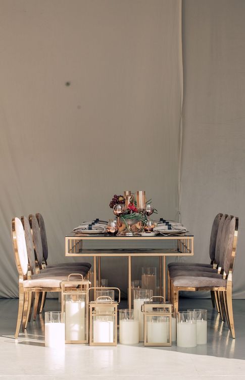 Glass rectangular table contemporary setup