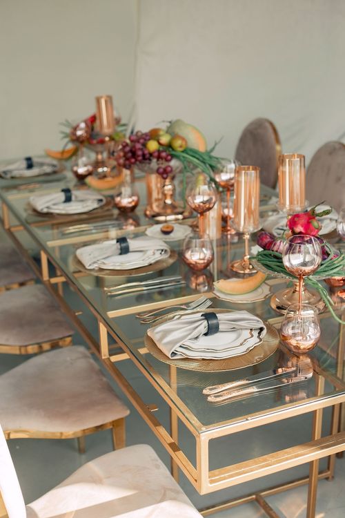 Glass rectangular table contemporary setup