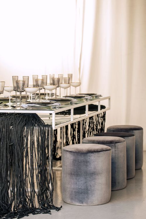 Glass rectangular table minimal setup