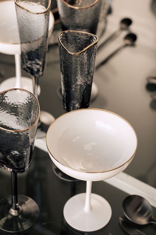 Glass rectangular table minimal setup