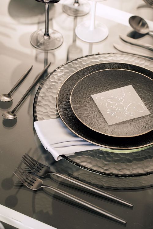 Glass rectangular table minimal setup