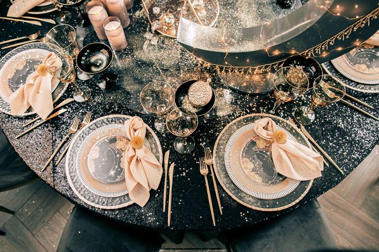 Golden Glow on Black — Holiday Sparkles