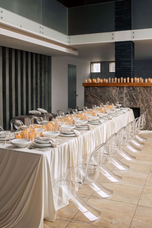 Ivory set at rectangular table