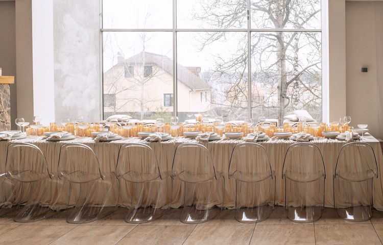 Ivory set at rectangular table